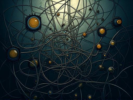Abstract representation of complex hotel management tasks and tangled wires